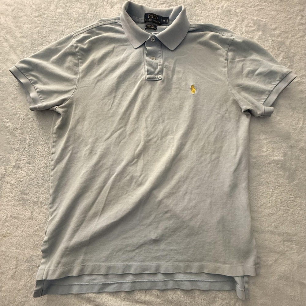 Polo Ralph Lauren Polo Shirt Mens Medium Blue Custom Fit Pima Stretch Mesh
